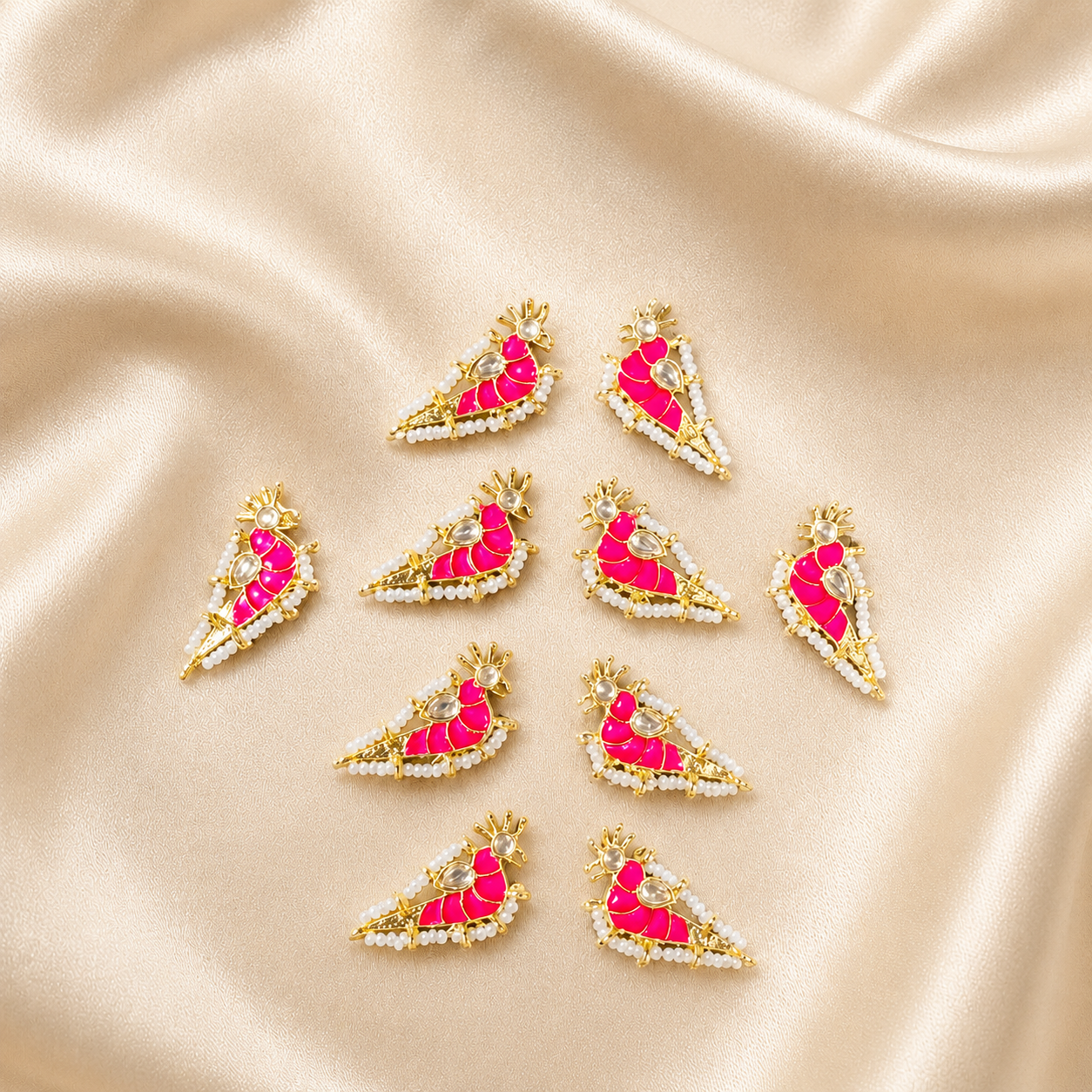 Handmade Peacock Hanging Button Embellishment (5 pairs)