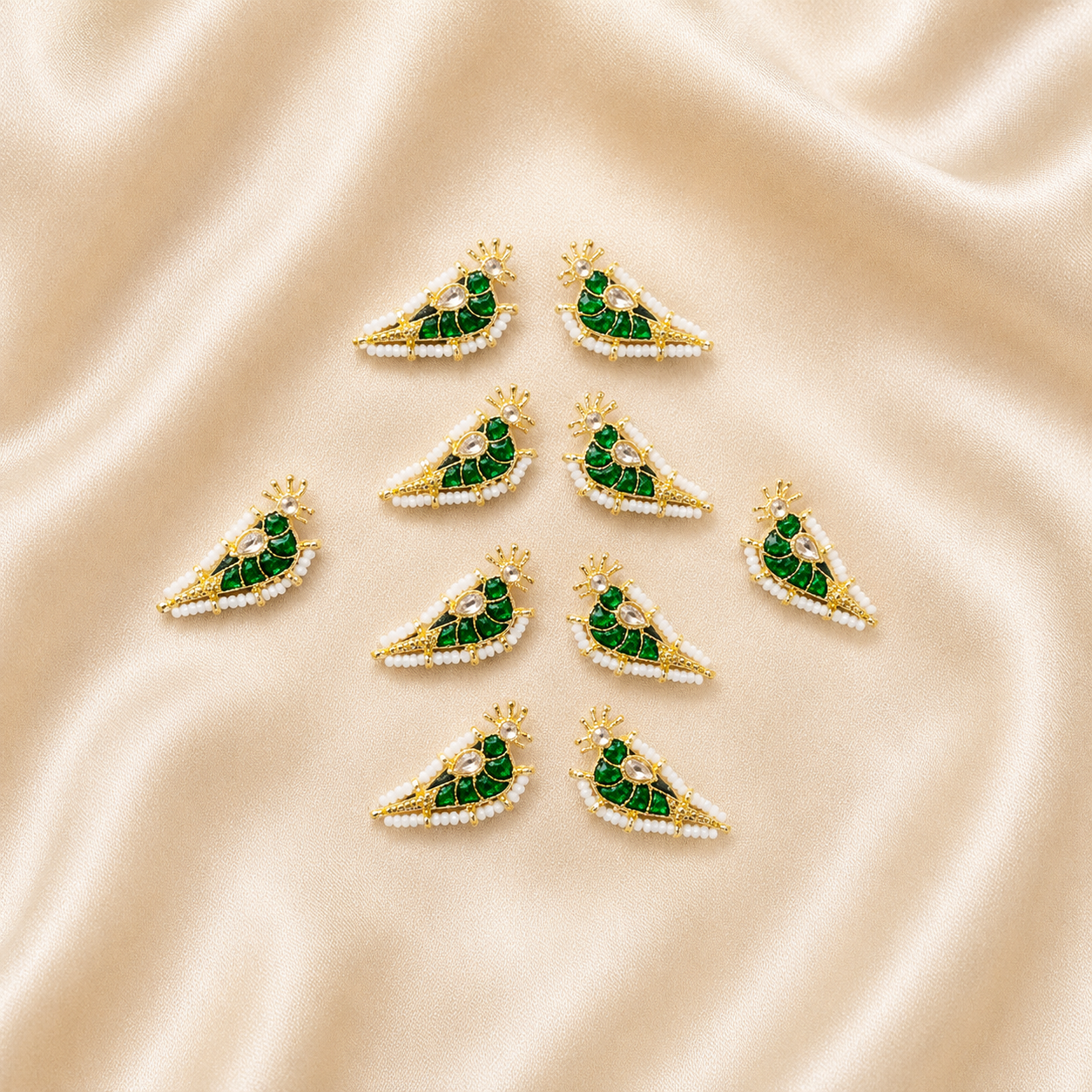 Handmade Peacock Hanging Button Embellishment (5 pairs)