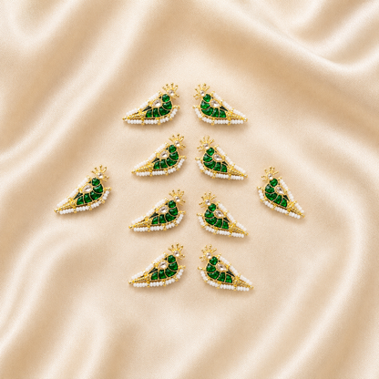 Handmade Peacock Hanging Button Embellishment (5 pairs)