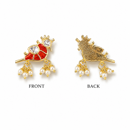 Designer Peacock Hanging Button Embellishment (5 pairs)