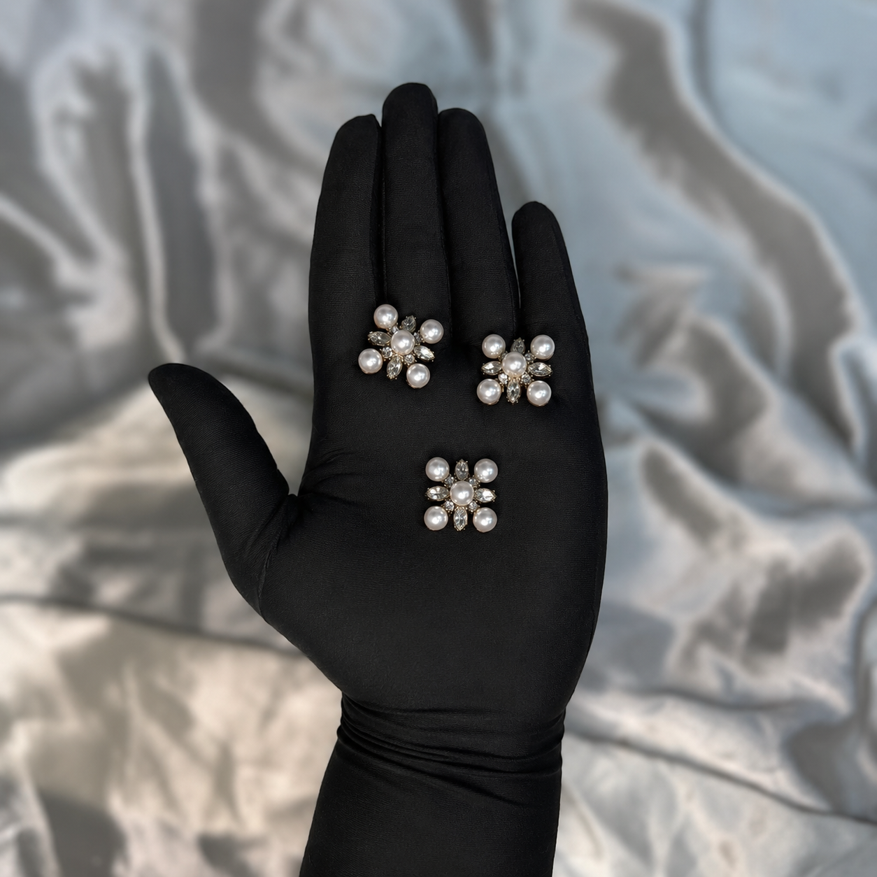 Pearl Flower Decorative Buttons – Pack of 3
