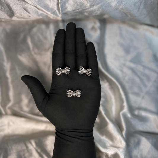 Pearl Bow Rhinestone Buttons – (Pack of 5)