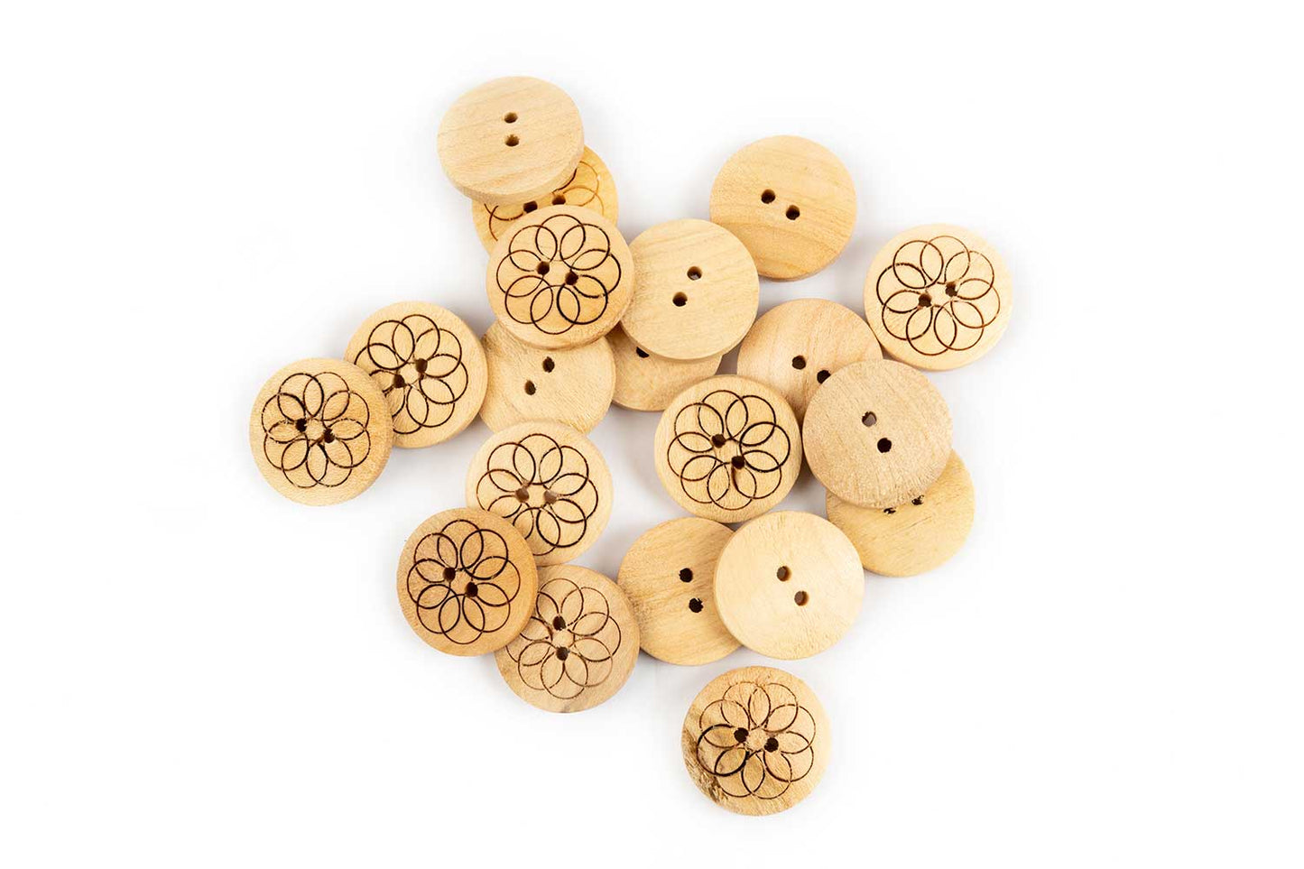 Round Shape Wooden Buttons for Sewing & Craft (Pack of 20)