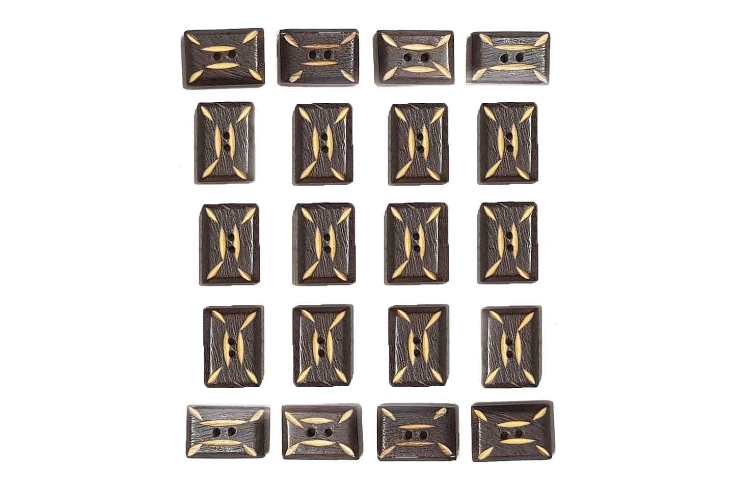 Coffee Brown Rectangular Shape Wooden Buttons
