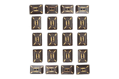 Coffee Brown Rectangular Shape Wooden Buttons