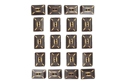 Coffee Brown Rectangular Shape Wooden Buttons