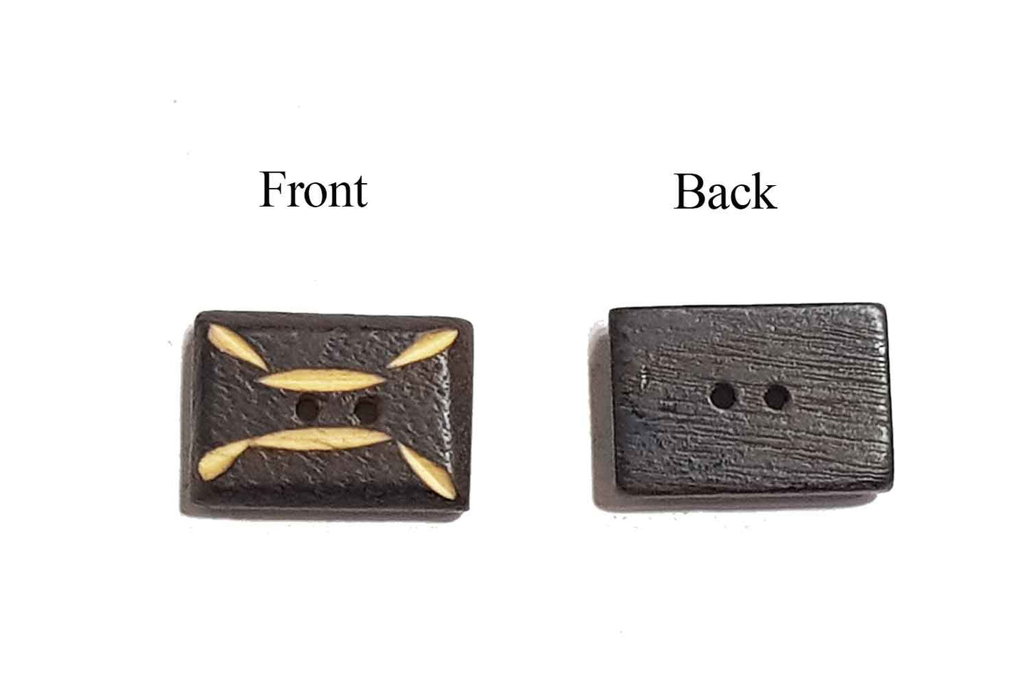 Coffee Brown Rectangular Shape Wooden Buttons