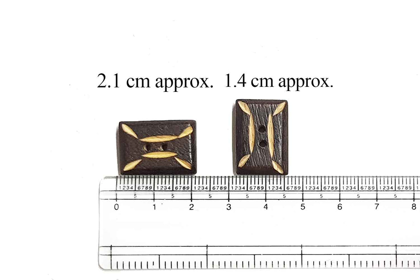 Coffee Brown Rectangular Shape Wooden Buttons