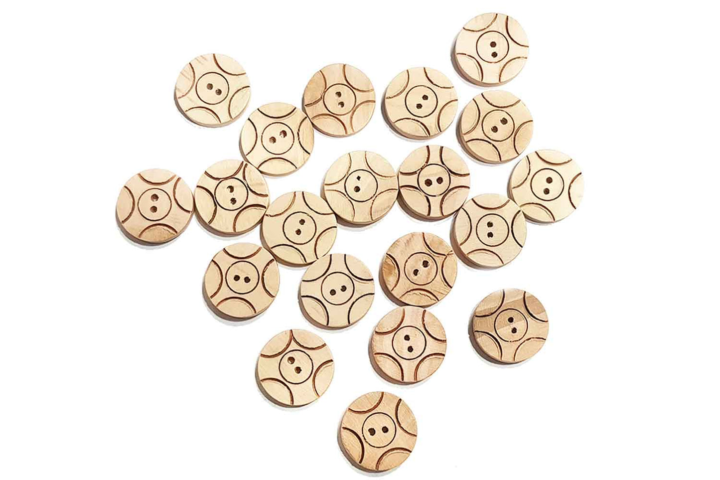 Skin Color Round Wooden Buttons (20 Pieces)
