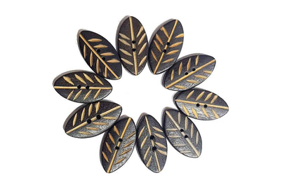 Wooden Leaf Shape Buttons (10 Pieces)