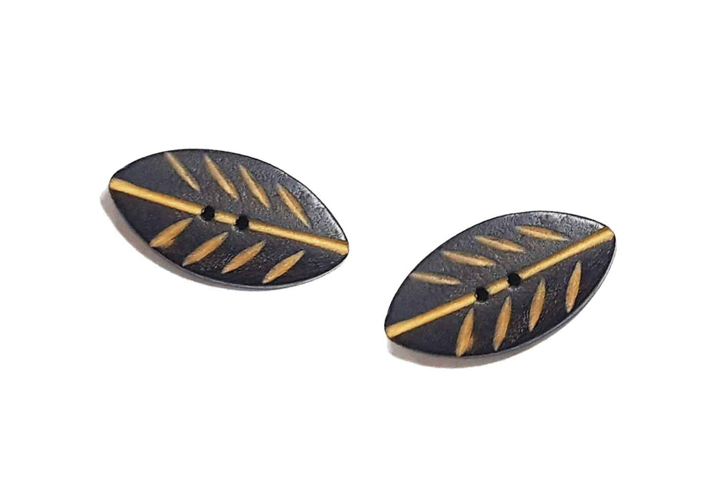 Wooden Leaf Shape Buttons (10 Pieces)