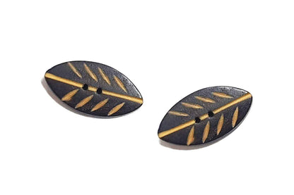 Wooden Leaf Shape Buttons (10 Pieces)