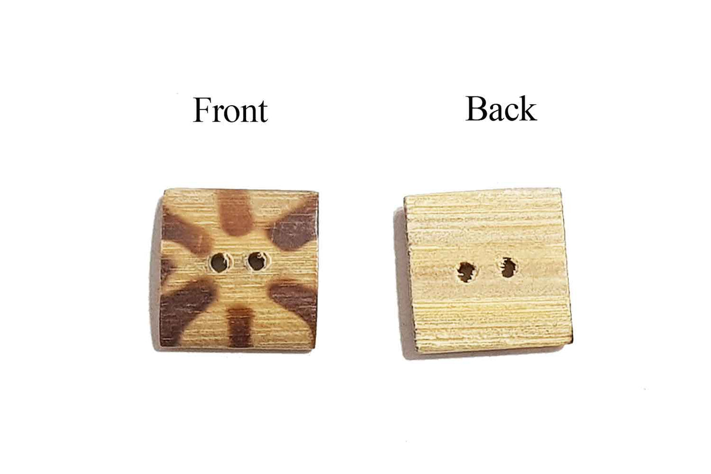 Light Brown Color Square Shape Wooden Buttons (20 Pieces)