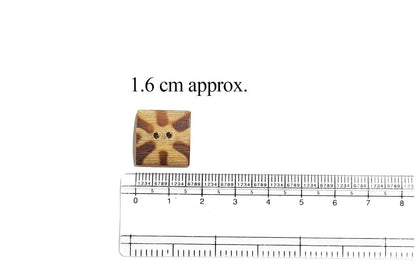 Light Brown Color Square Shape Wooden Buttons (20 Pieces)