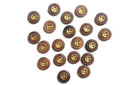 Coffee Brown Round Wooden Buttons (20 Pieces)