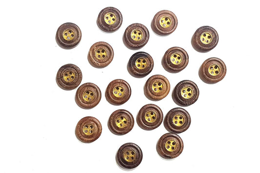 Coffee Brown Round Wooden Buttons (20 Pieces)