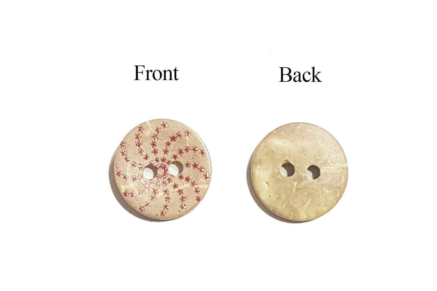 Light Brown Color Round Pink Stars Print Wooden Buttons (20 Pieces)