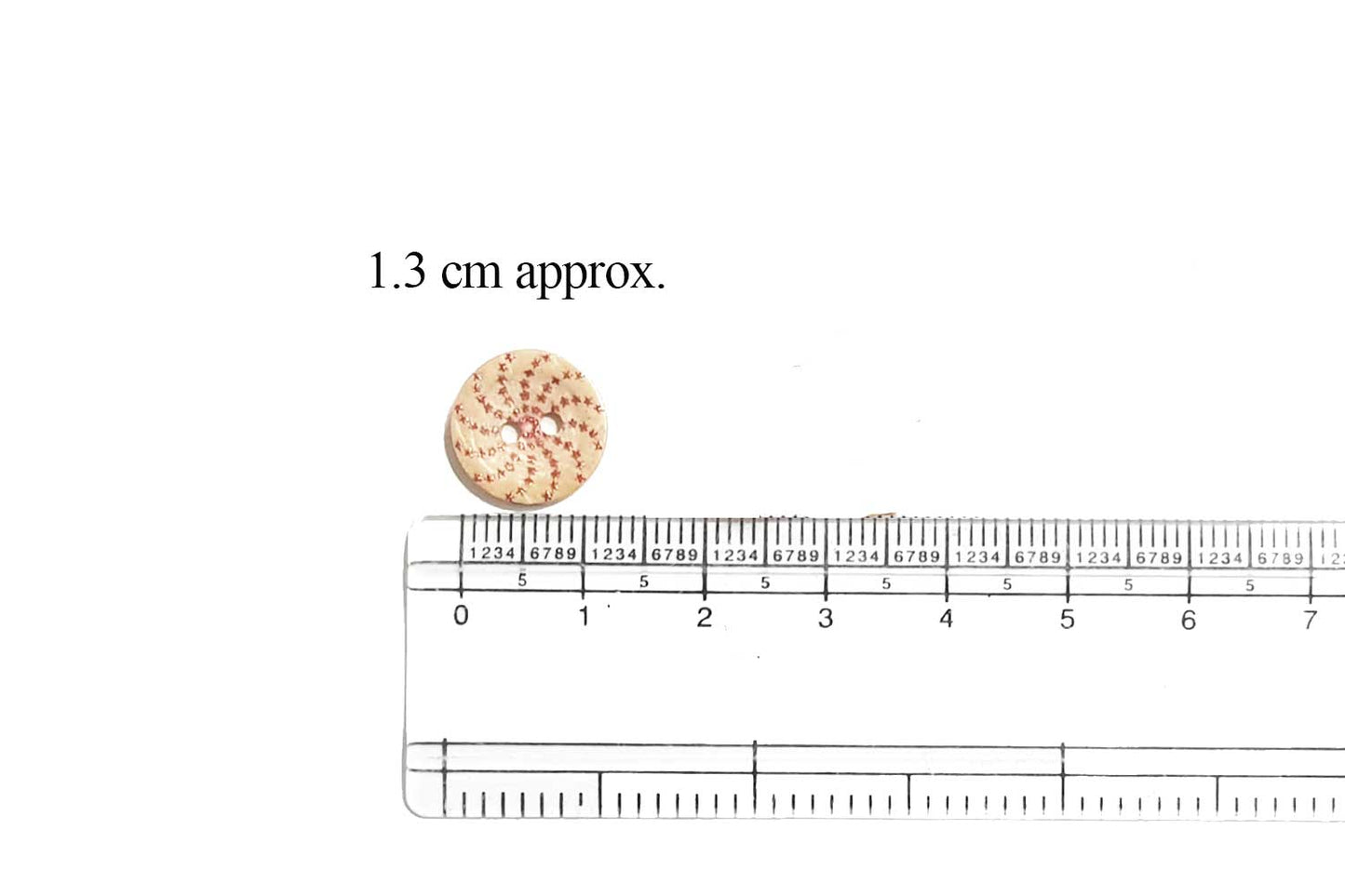 Light Brown Color Round Pink Stars Print Wooden Buttons (20 Pieces)