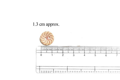 Light Brown Color Round Pink Stars Print Wooden Buttons (20 Pieces)