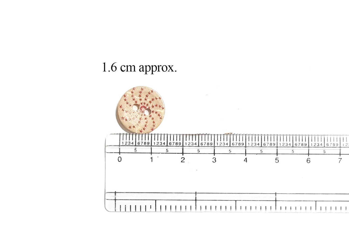 Light Brown Color Round Pink Stars Print Wooden Buttons (20 Pieces)