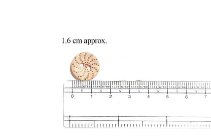Light Brown Color Round Pink Stars Print Wooden Buttons (20 Pieces)