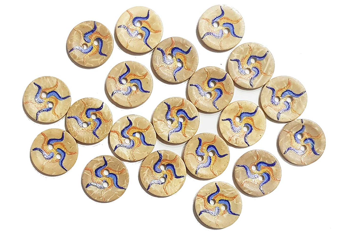 Light Brown Color Round Printed Wooden Buttons