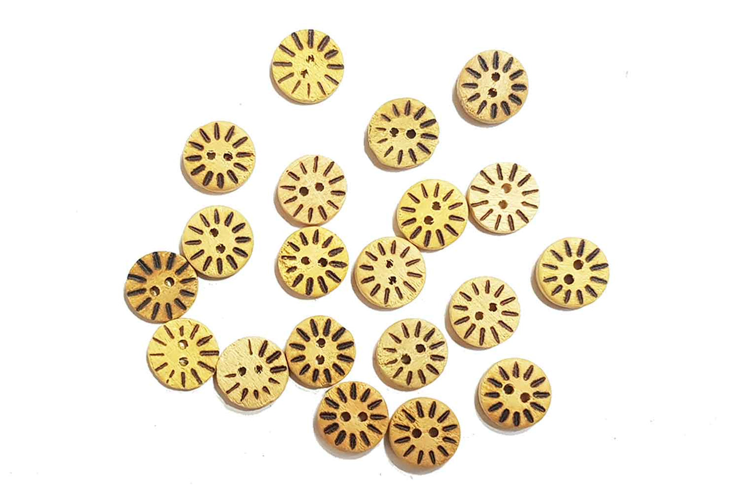 Camel Color Round Printed Wooden Buttons (20 Pieces)