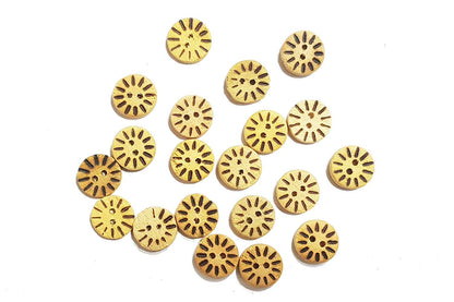 Camel Color Round Printed Wooden Buttons (20 Pieces)