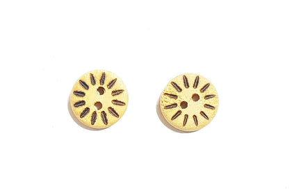 Camel Color Round Printed Wooden Buttons (20 Pieces)