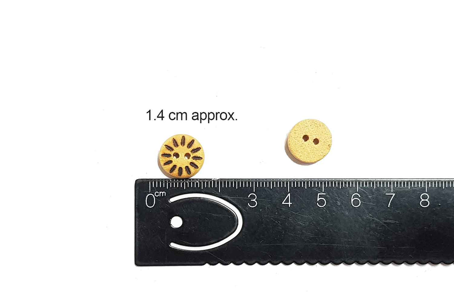 Camel Color Round Printed Wooden Buttons (20 Pieces)