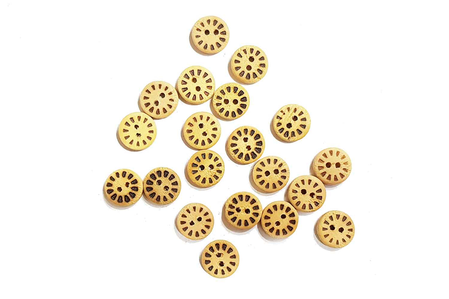 Camel Color Round Printed Wooden Buttons (20 Pieces)
