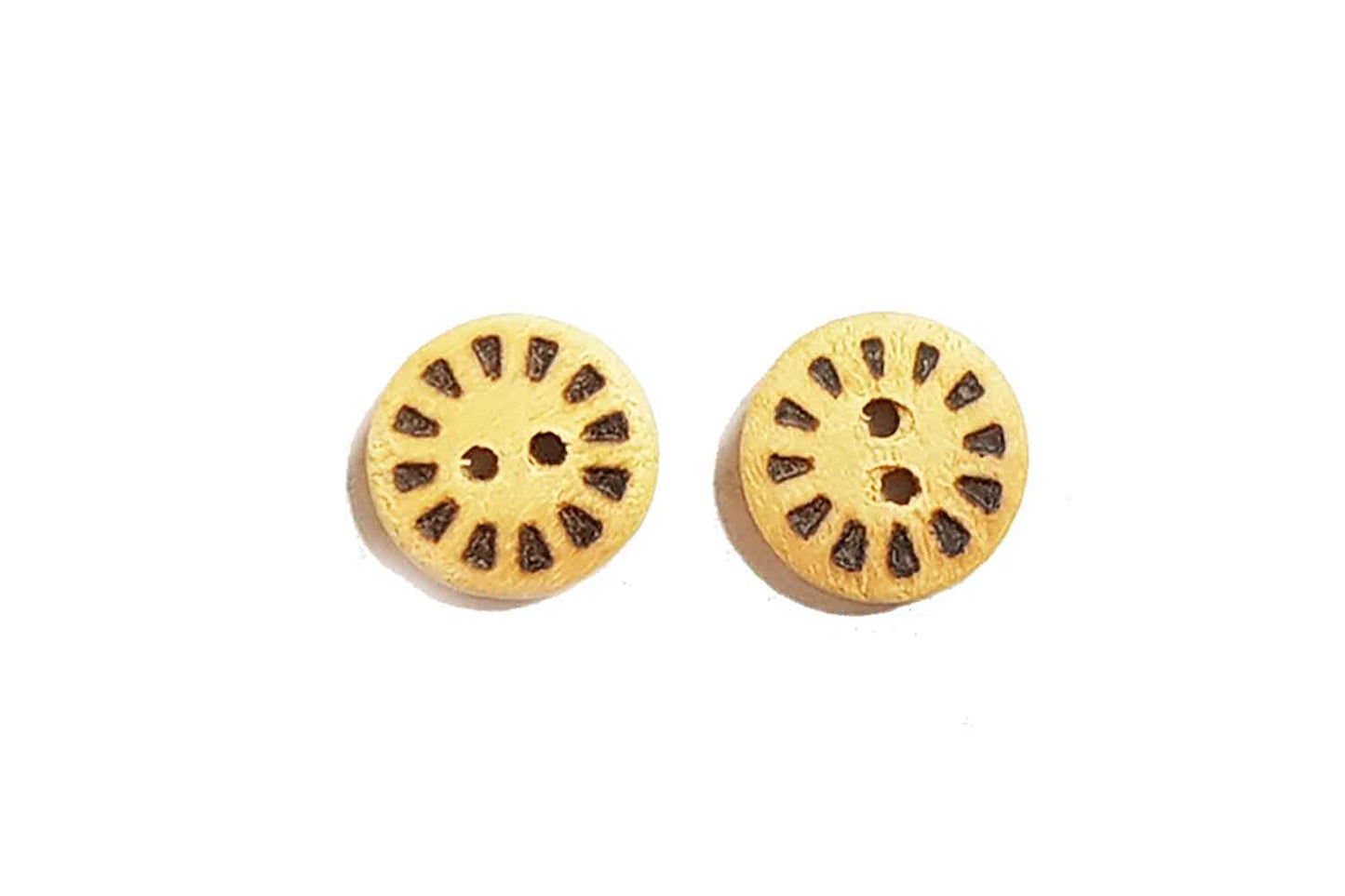 Camel Color Round Printed Wooden Buttons (20 Pieces)
