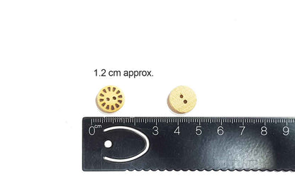 Camel Color Round Printed Wooden Buttons (20 Pieces)
