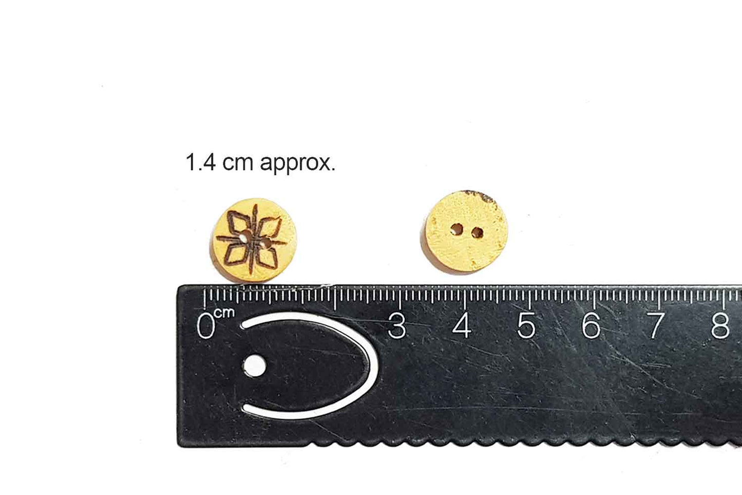 Camel Color Flower Printed Round Shape Wooden Buttons