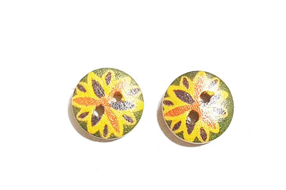 Colorful Round Printed Wooden Buttons (20 Pieces)