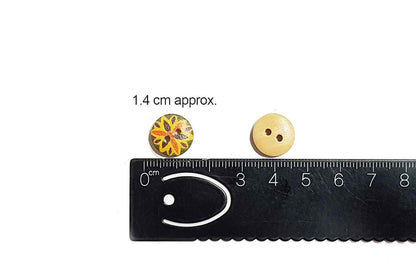 Colorful Round Printed Wooden Buttons (20 Pieces)