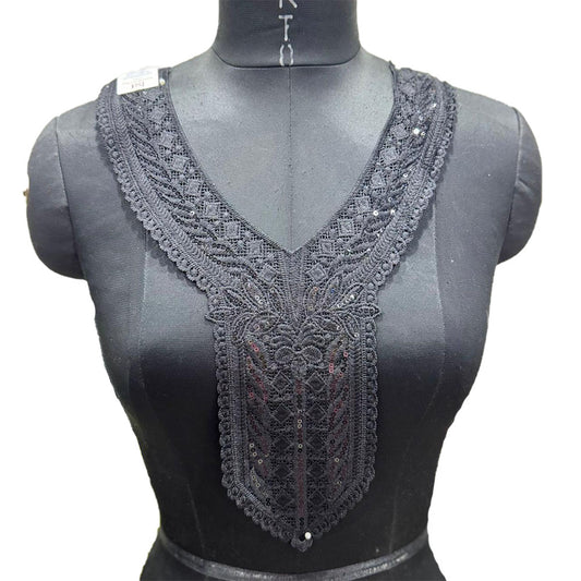 Black Color Designer Cotton Neck Motif