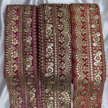Golden Sequins and Zari Embroidery Lace