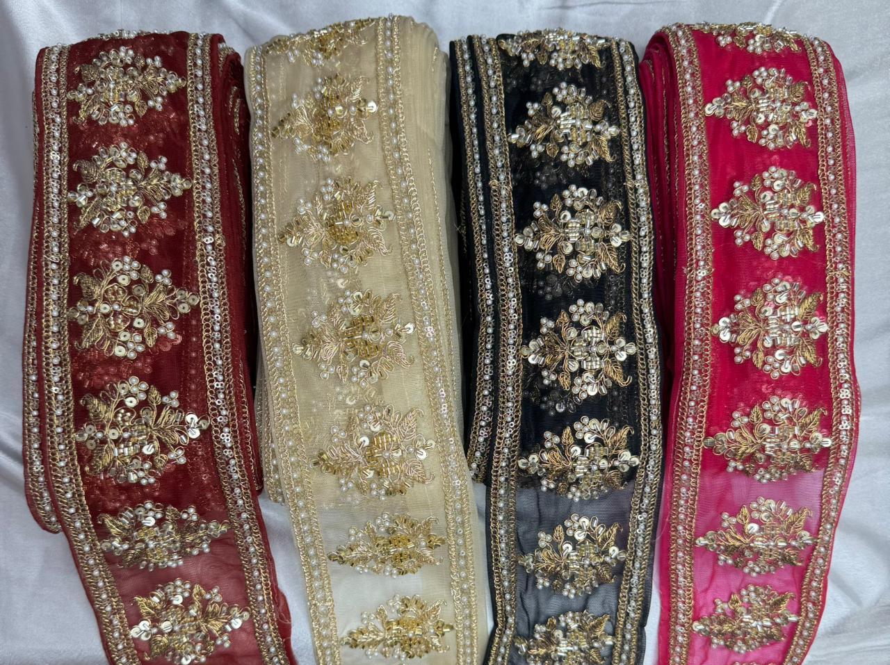 Beads and Pearl work Net Base Lace