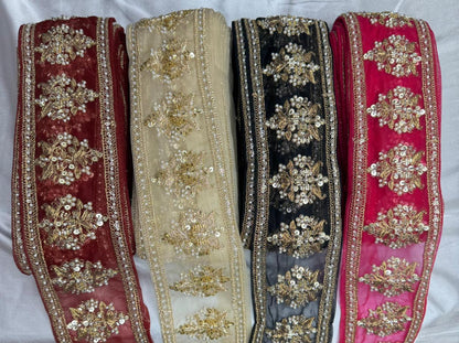 Beads and Pearl work Net Base Lace