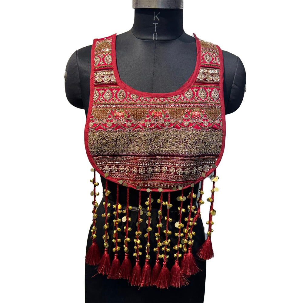 Trending Maroon Base Latkan work Neckline Applique