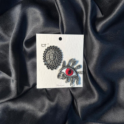 Premium Designer Statement Button Set with Medusa & Evil Eye