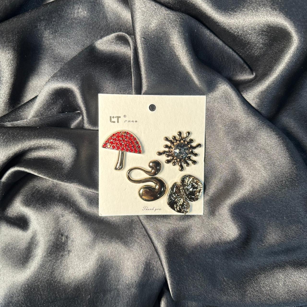 Set of 4 Abstract Nature-Inspired Fashion Metal Buttons