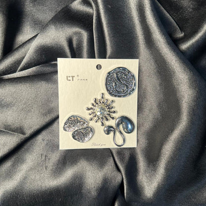 4 Premium Decorative Assorted Silver Button Set