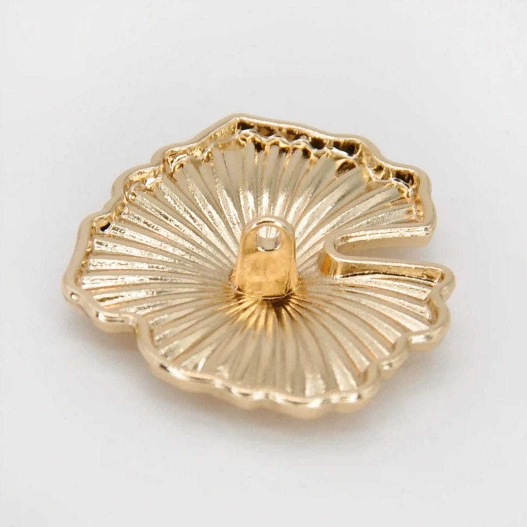 Shiny Gold Shell-Inspired Metal Buttons 5 Pieces
