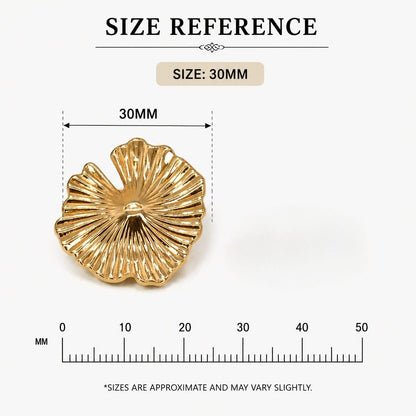 Shiny Gold Shell-Inspired Metal Buttons 5 Pieces