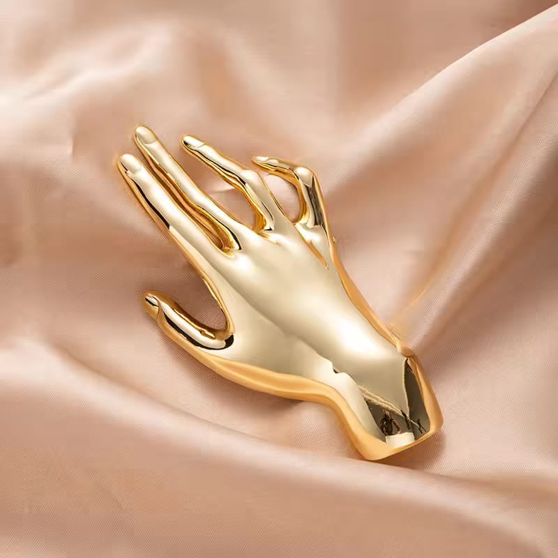 Artistic Hand Shaped Brass Button – Premium Gold Finish Fashion Button