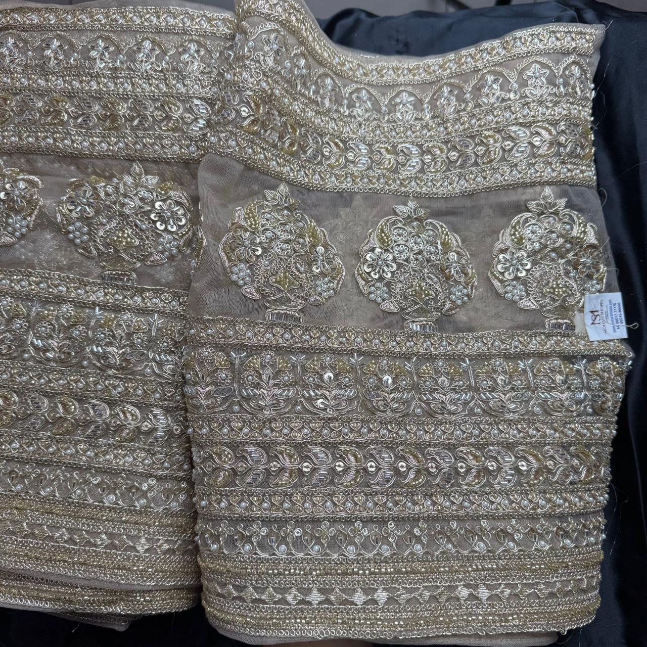 Heavy embellishment with pearls & Zari embroidery Lace