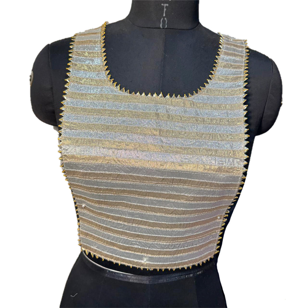 Deep U Neck Gota Patti Patch with Sleeves Work