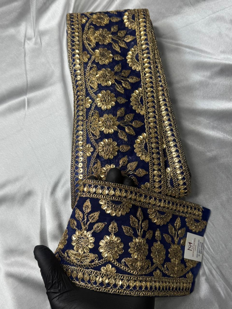 Golden Zari and Sequins Embroidered Border
